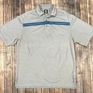 FootJoy Performance Stretch Short Sleeve Golf Polo Shirt Large Mens Grey Striped